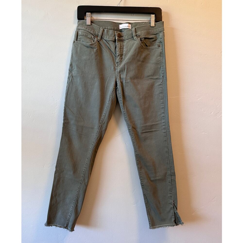 LOFT Green Straight Leg with Raw Hem Ankle Jeans 27/4